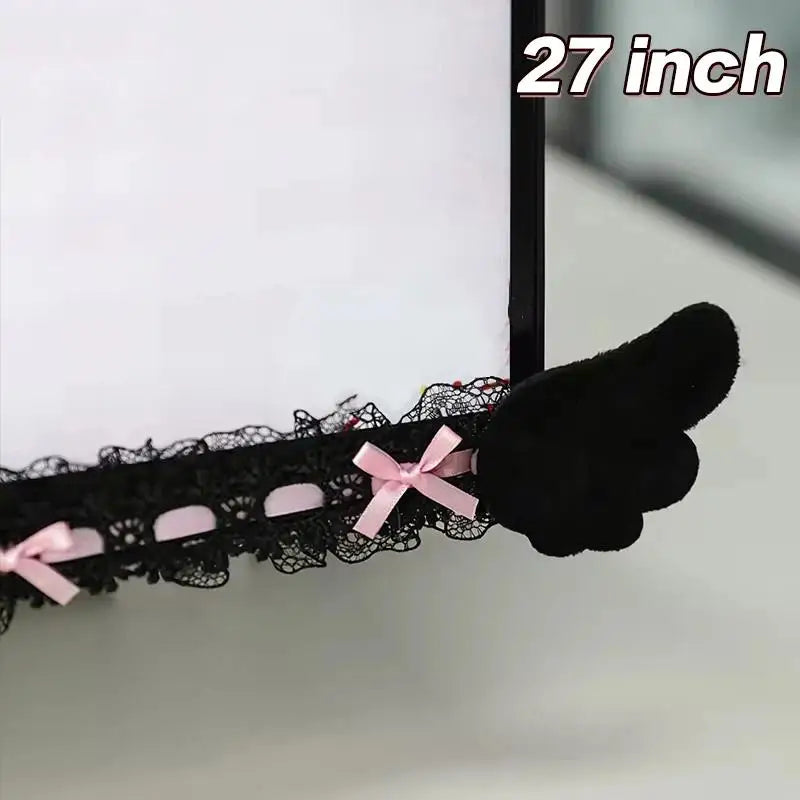 Black Bow Lace Wing Monitor Decor Strip Stickers | Gaming Desk Monitor Decor Sticker HIP B3