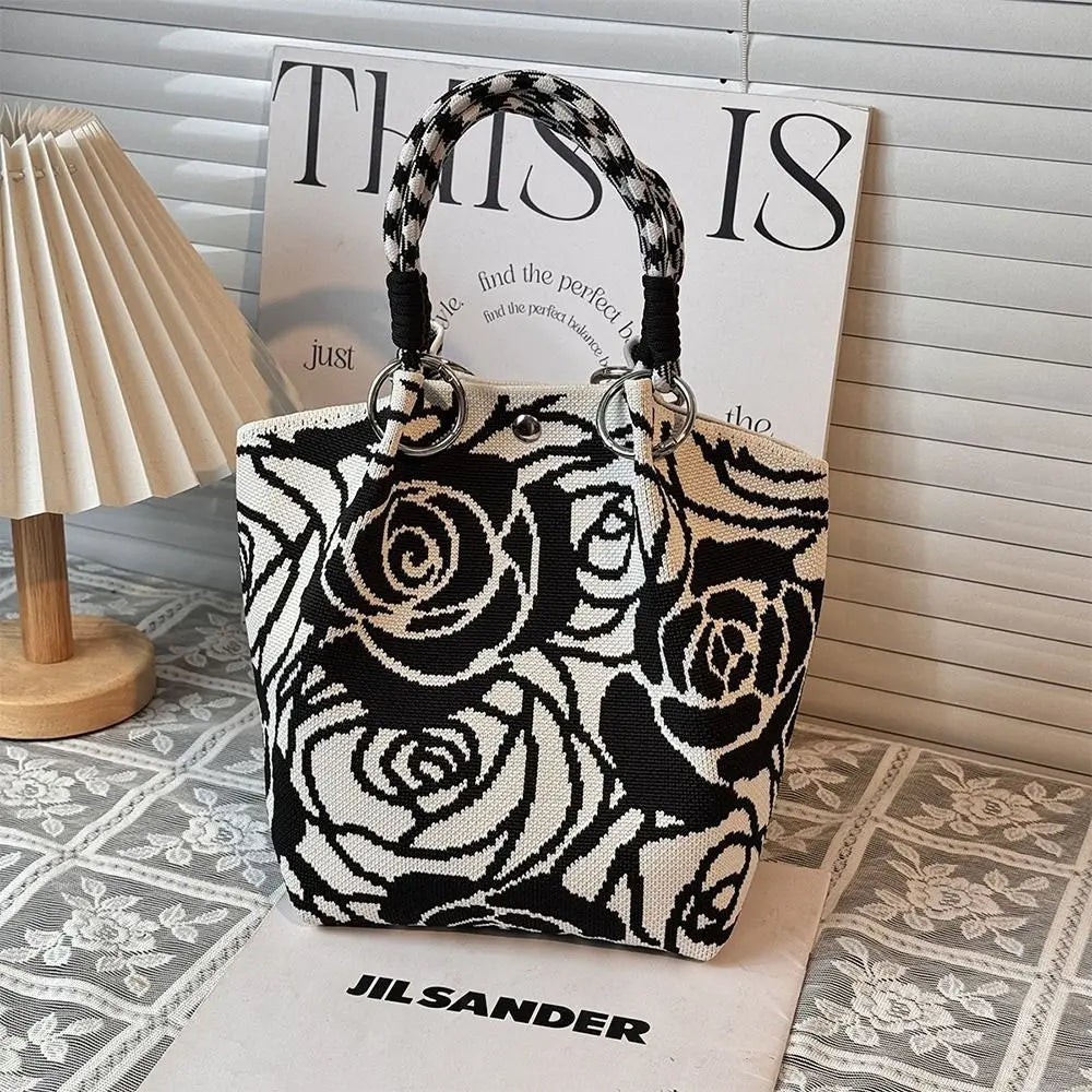 Cartoon Knitted Bucket Bag – Handmade Woven Tote for Women Knitted Bucket Bag HIP