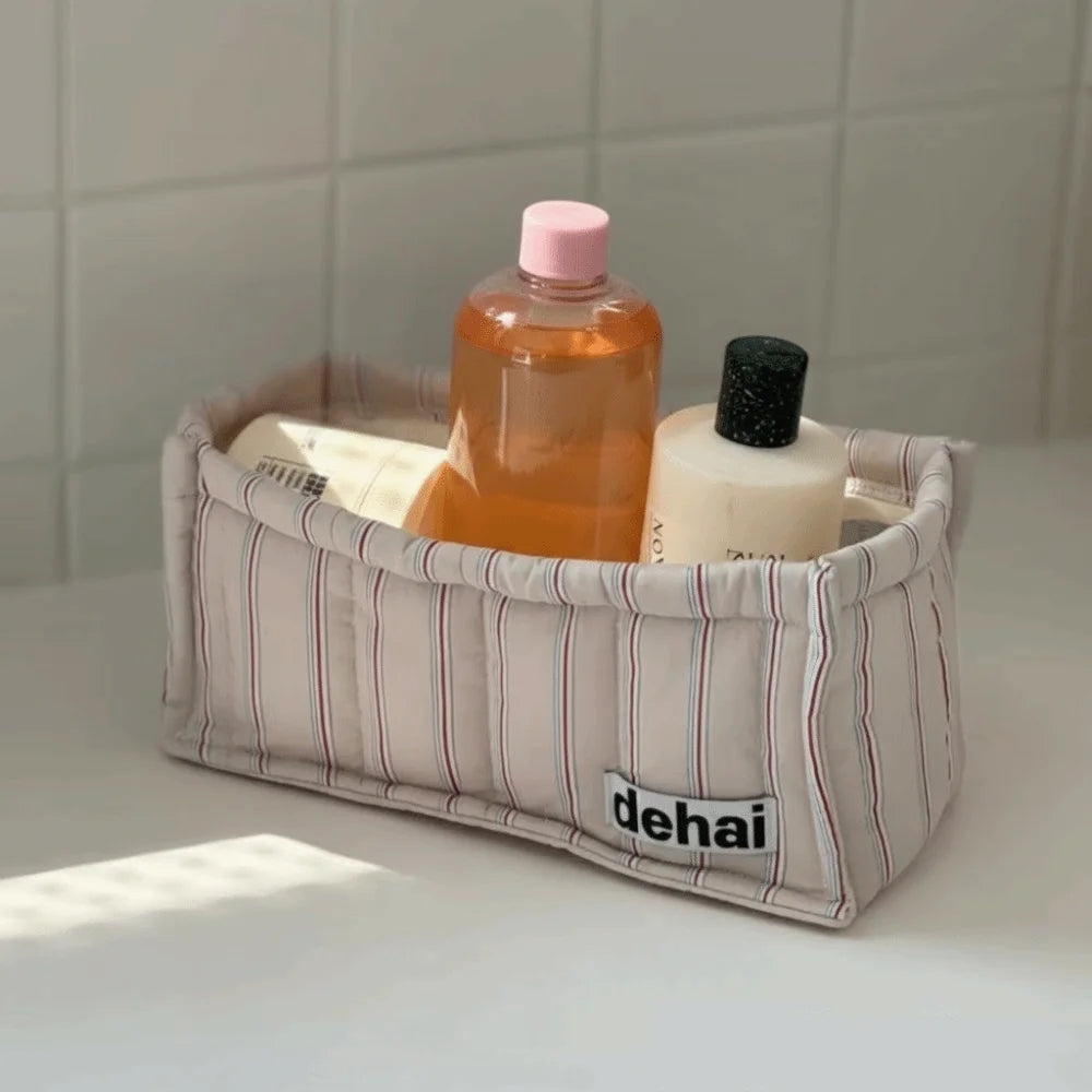 Korean Quilted Fabric Storage Basket – Desktop Organizer Fabric Storage Basket HIP