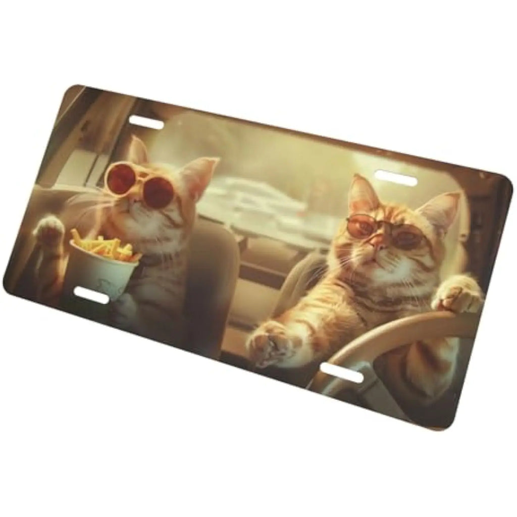Funny Cat Sunglasses Aluminum License Plate Frame | Novelty License Plate Frame HIP