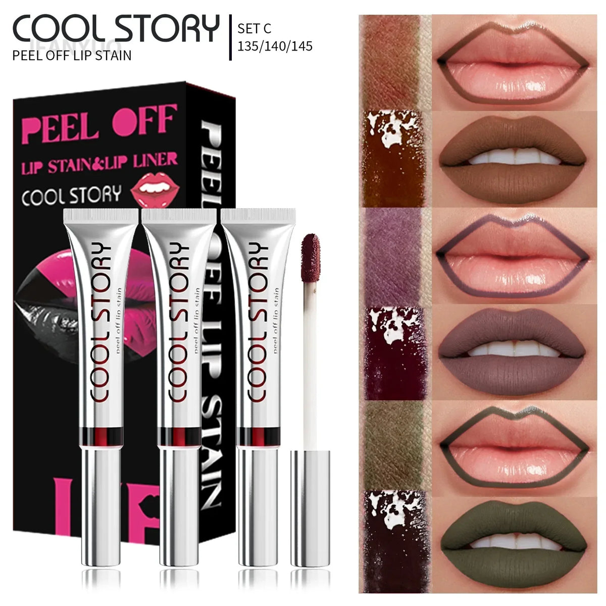 1pc Dark Brown Lip Liner Tattoo Peel Off Lipgloss Matte Lip Tint Contour Stain Waterproof Lasting Tear-off Lipstick Cosmetic HIP