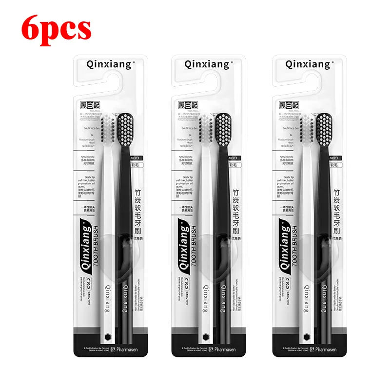 Bamboo Charcoal Soft Bristle Toothbrushes – 2–10 Pack | RUZOFO Toothbrush Set HIP C694-6pcs