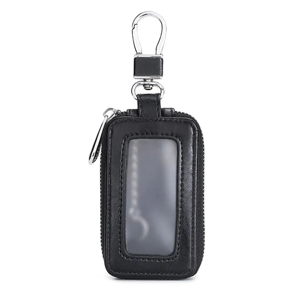 PU Leather Key Bag Zipper Coin Purse & Hook Keychain Holder Key Bag Coin Purse HIP Black