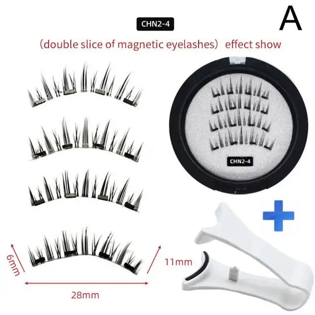 2 Pair 3D Magnetic False Eyelashes Reusable Magnetic Eyelashes With 4 Magnetic Lashes Natural Eyelash Extension Makeup Tools HIP A