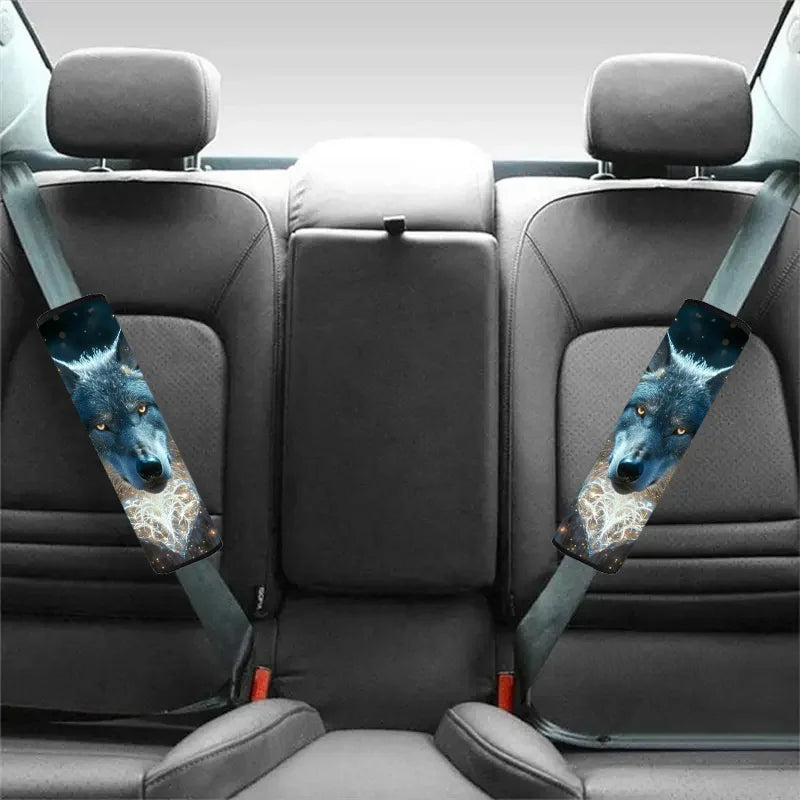 Glowing Wolf Heart Car Seat Belt Covers – 2pcs Polyester Seat Belt Cover HIP