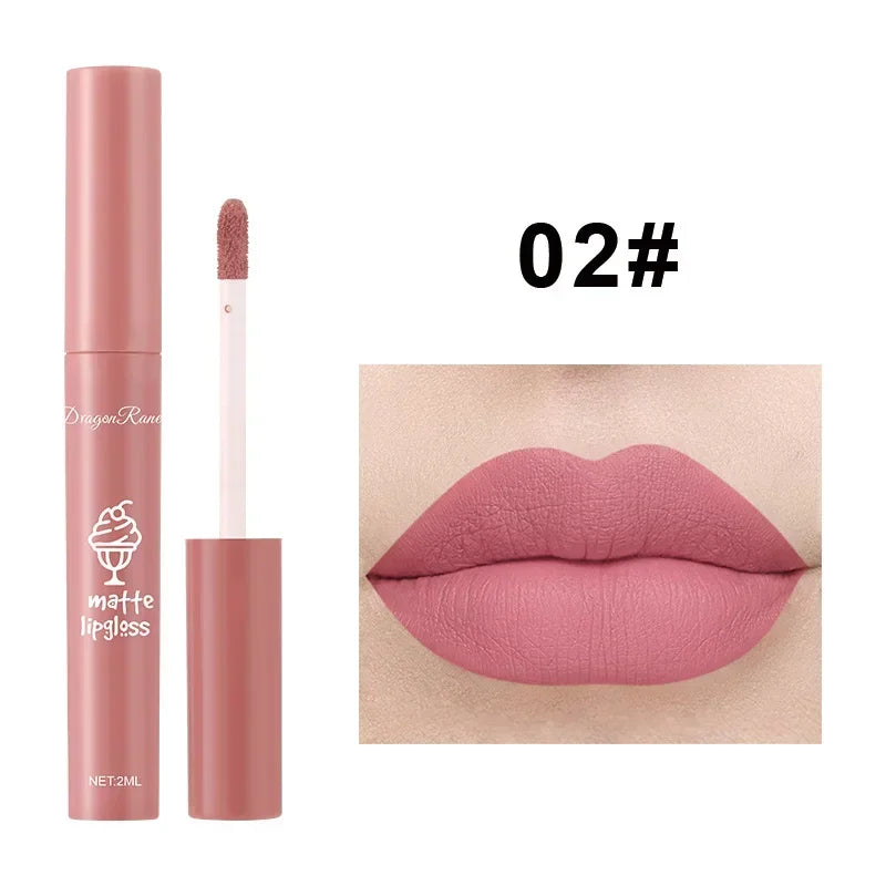 6PC/Set Matte Velvet Lip Gloss Waterproof Long-lasting Liquid Lipstick Cosmetic Beauty Keep 24 Hours Non-stick Cup Makeup Gift HIP 02