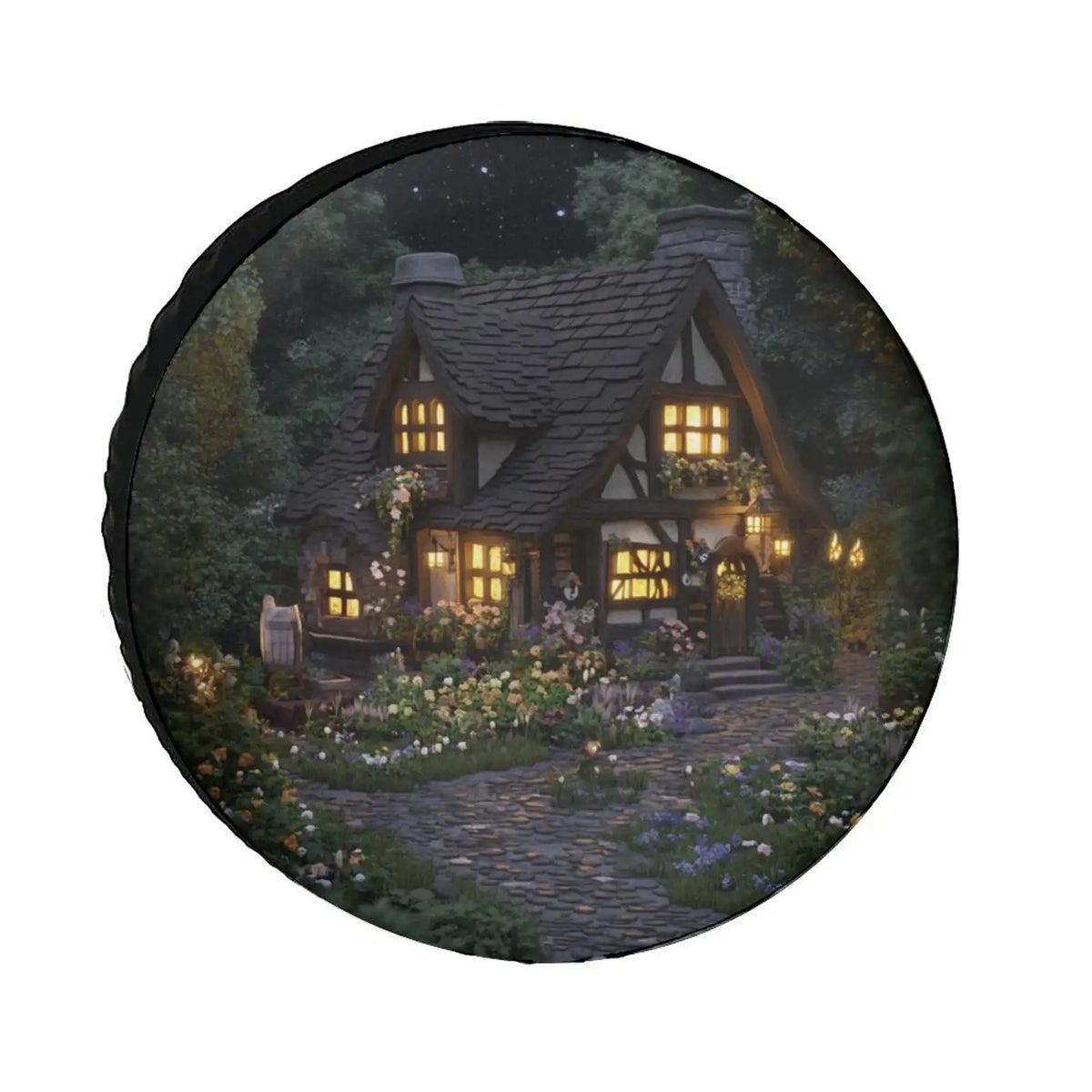Cabin in the Forest Spare Tire Cover – Weatherproof Universal Spare Tire Cover HIP WHITE 17in