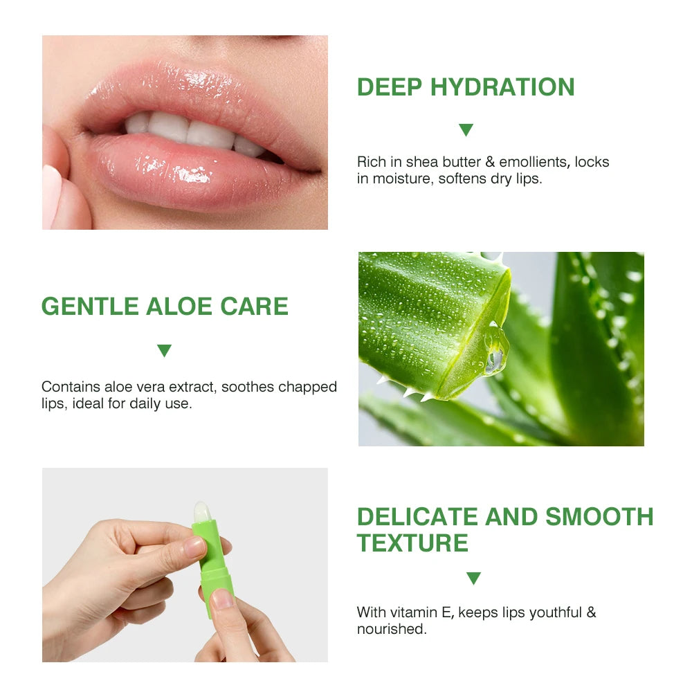 Lip Aloe Balm Nourishing, Refreshing, Hydrating and Moisturizing Preventing Cracking and Repairing Lips Gentle Non Irritating HIP