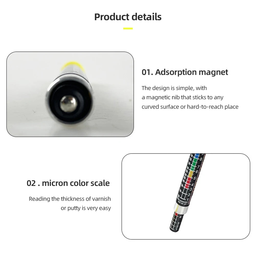 Car Paint Thickness Tester Pen With Magnetic Tip Scale Indicator Portable Car Paint Coating Tester Meter Coat Crash Check Test HIP
