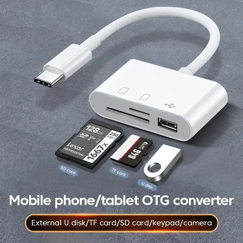 3-in-1 USB-C Hub – TF SD Card Reader & USB Adapter USB-C Hub Adapter HIP