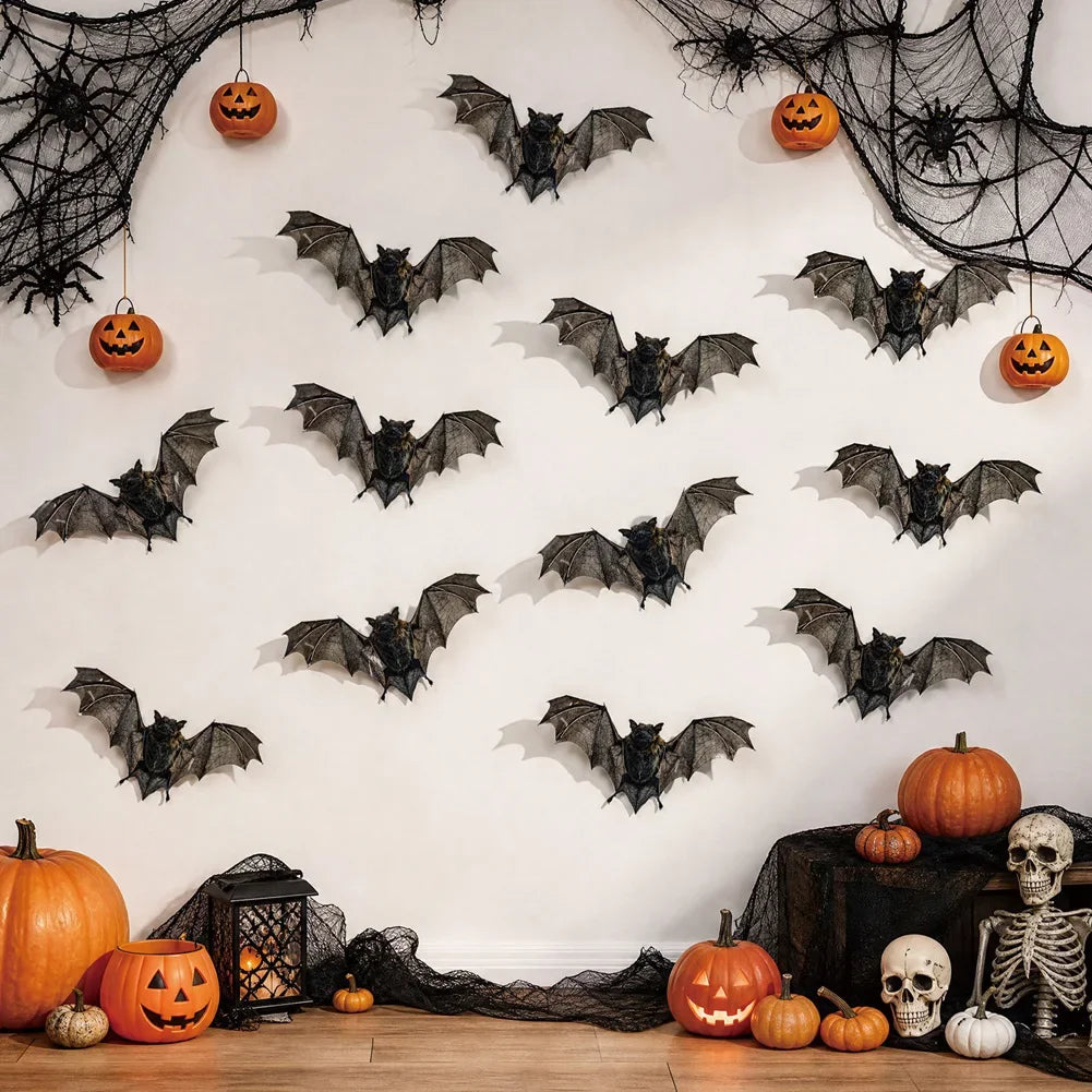 Realistic Horror Halloween Home Window Wall Indoor Party DIY Decor Halloween Bat Decals 12Pcs 3D Vintage Bat Wall Stickers HIP