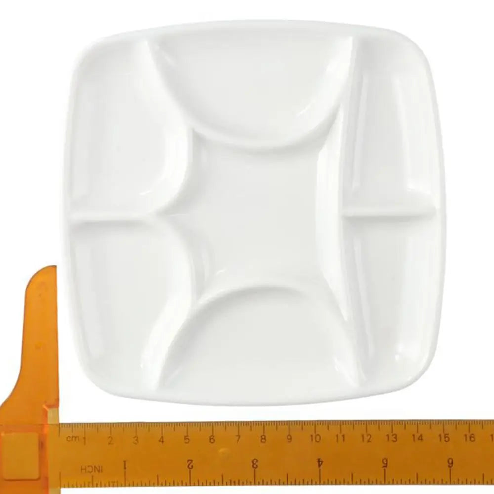 7-Well Square Paint Palette – White Imitation Porcelain 15cm Artist Paint Palette HIP