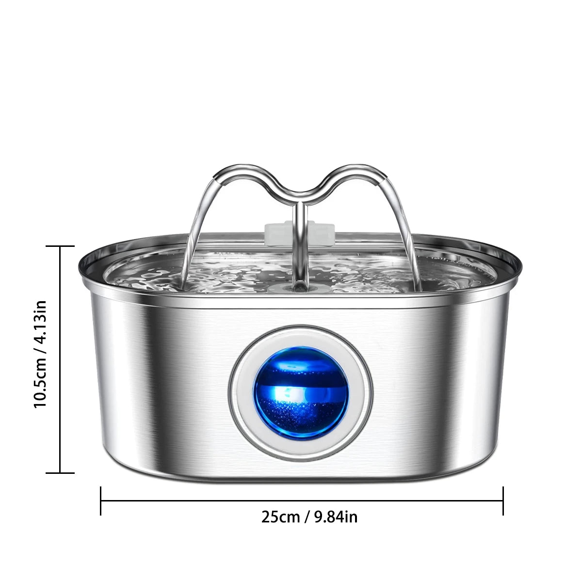 108oz/3.2L Cat Water Stainless Steel Pets Dispenser With LED Light Silent Pump Automatic Fountain For Cat Dog Drinking Bowl HIP