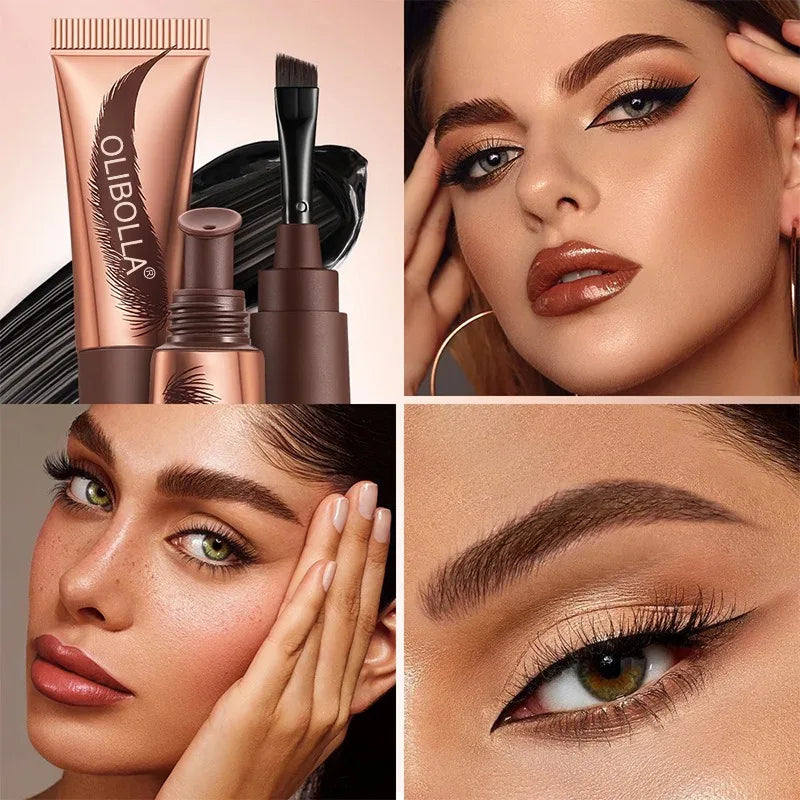 2 In 1 Last Up To 5 Day Tear-off Eyebrow Dyeing Cream With Brush-Waterproof Film-form Natural Wild Eyebrow Makeup Semi-permanent HIP