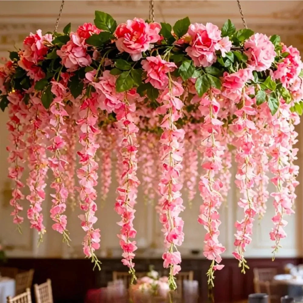 250cm Artificial White Rose Vine Garland | Faux Flower Wall Decor Artificial Flower Garland HIP