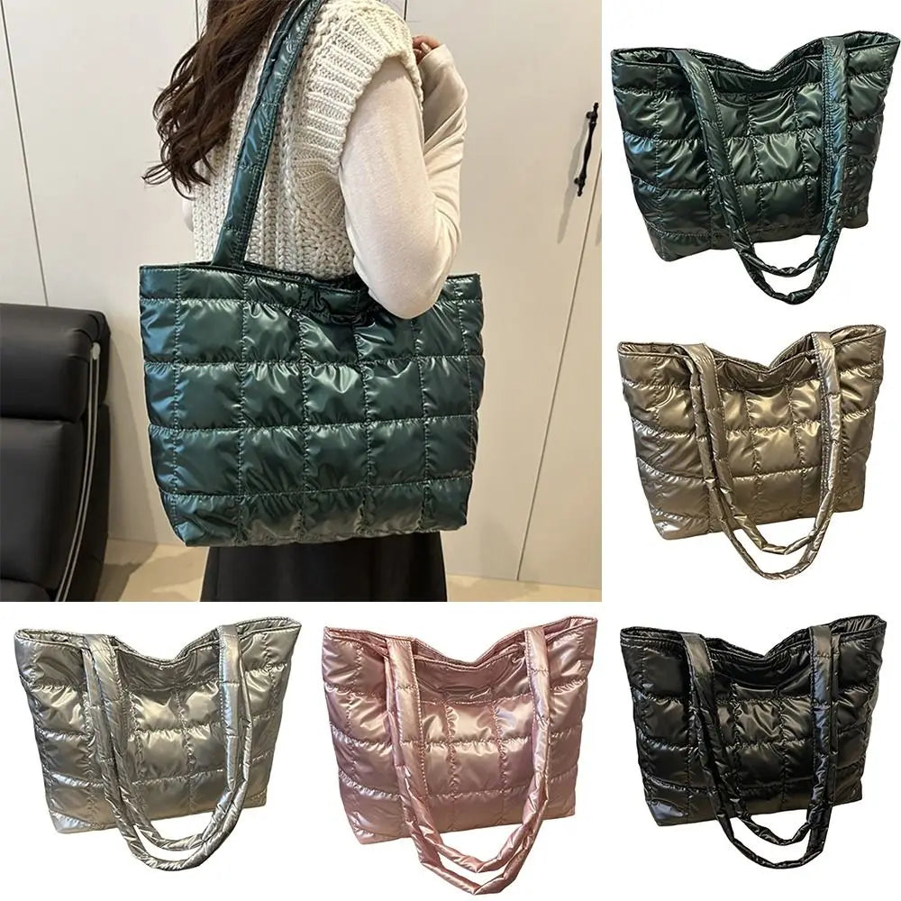 Quilted Padded Tote Bag – Large Capacity Shoulder Bag Quilted Tote Bag HIP