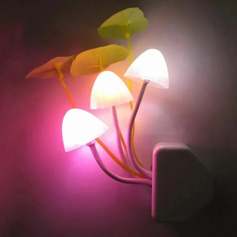 Novelty Mushroom Fungus Night Light EU & US Plug Light Sensor 220V 3 LED Colorful Mushroom Lamp Led Night Lights HIP US