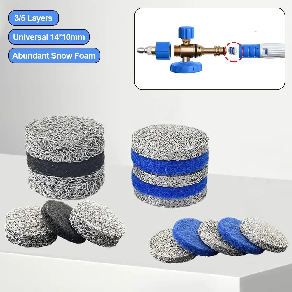 3/5 Layers Foam Cannon Orifice Nozzle Tips and Foam Maker Mesh Filter for High Pressure Washer Snow Foam Lance Parts 3000 PSI HIP
