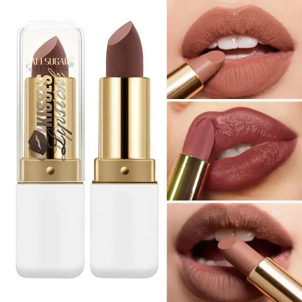 SAM SUGAR Metallic Pearlescent Lipstick – Matte Velvet & Long-Lasting Metallic Lipstick HIP