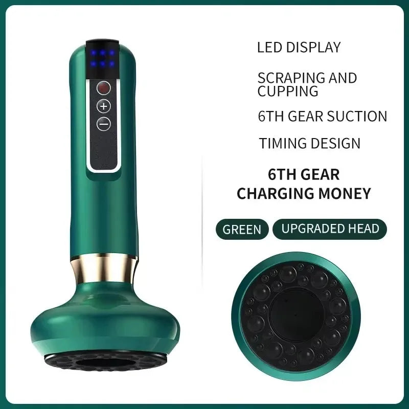 Electric Gua Sha Vacuum Massager with Infrared Heat | PAQIN Electric Body Massager HIP A11-6 Green