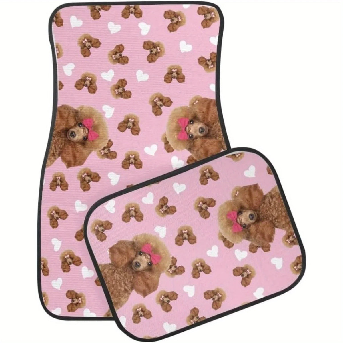 4-Piece Teddy Dog Print Car Floor Mats – Universal Heavy-Duty Automotive Floor Mats HIP