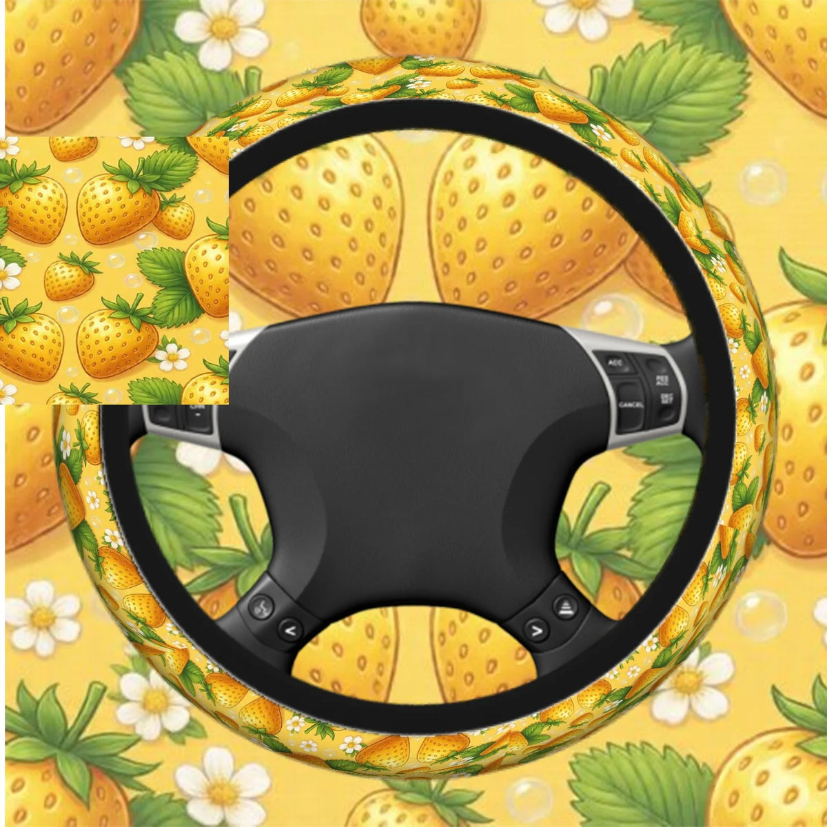15" Strawberry Non-Slip Steering Wheel Cover – Neoprene Steering Wheel Cover HIP