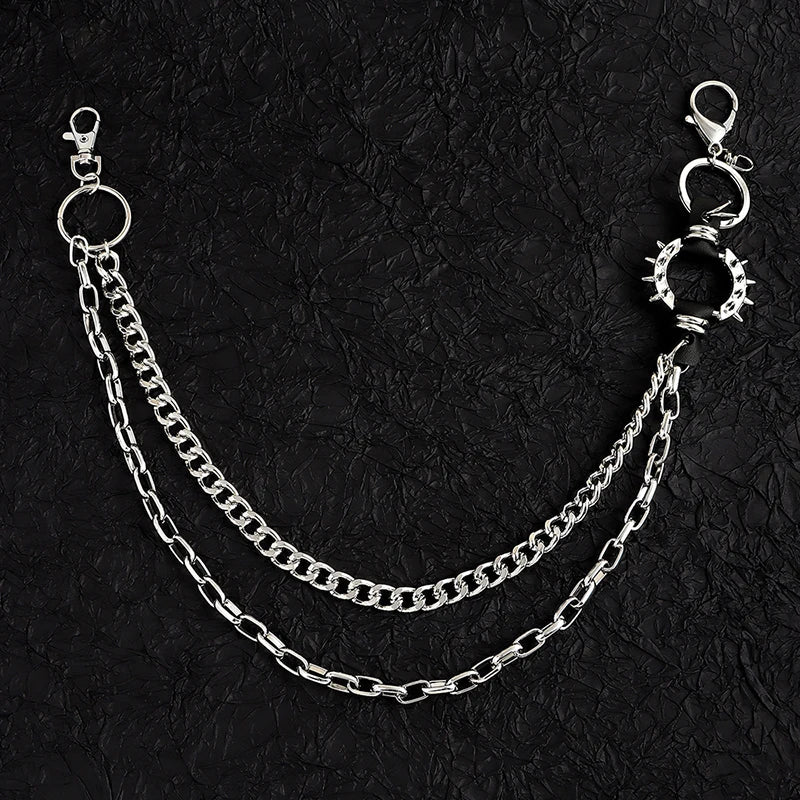 Punk Silver Metal Waist Chain Belt – Unisex for Jeans & Pants Metal Chain Belt HIP Silvery Chain only