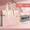 A4 Canvas File Bag – Large Capacity Multilayer Tutoring Bag Canvas File Bag HIP Pink