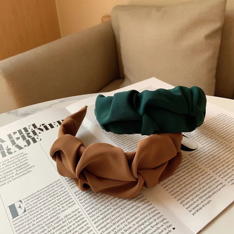 Women's Solid Color Cotton Fold Hair Hoop Headband Fashion Headband HIP
