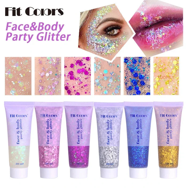 Eye Sequins Gel Mermaid Scale Face Body Lip Sequins Glitter Powder Eye Shadow Bright Polarized Dance Nail Decoration Makeup 50ML HIP