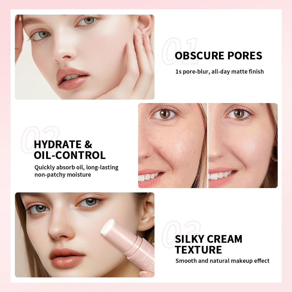 Blur Stick Instant Pore Eraser Primer Makeup Long-Lasting Oil Control Moisturizing Matte Finish Blur Pores Makeup HIP