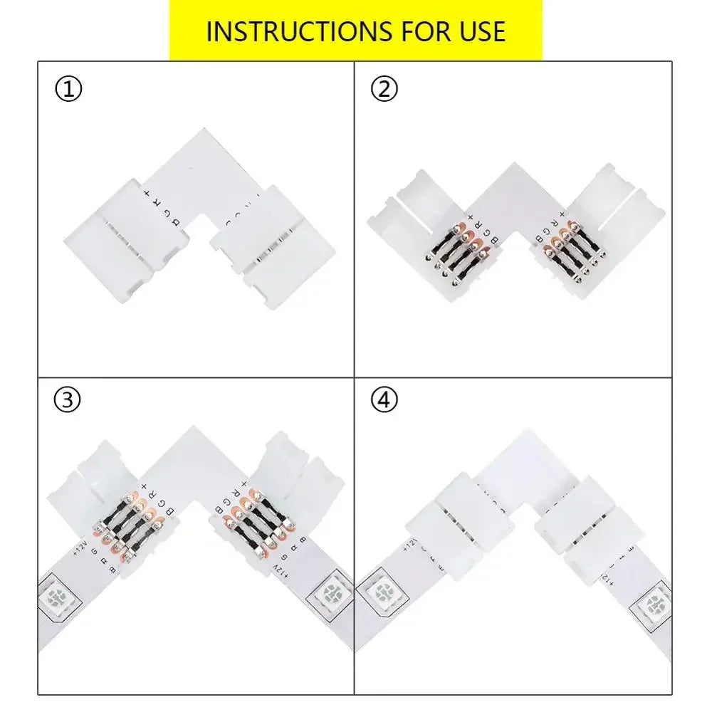 10-20PCS 4pin LED Strip Connector Solderless Strip Light to Copper Electrical Connector For SMD 5050 RGB Strip to Wire Terminal HIP