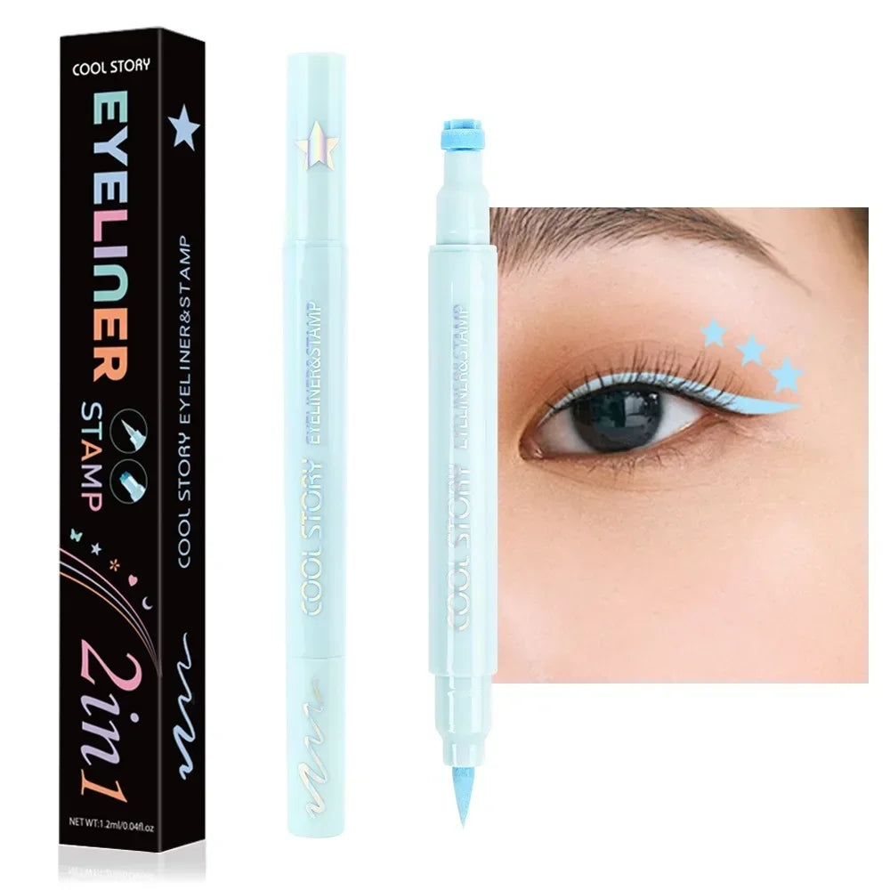Colorful Butterfly Eyeliner Stamp Pen Star Moon Seal Long Lasting Waterproof Liquid Eye Liner Pencil Eyes Makeup Cosmetic 1/5PCS HIP 02Blue Star-1PC