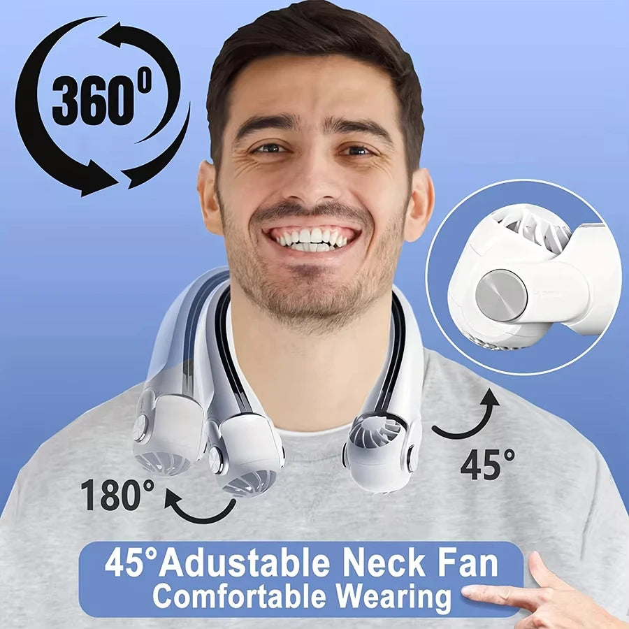 Portable Bladeless Neck Fan – USB Rechargeable, 3 Speeds Wearable Neck Fan HIP
