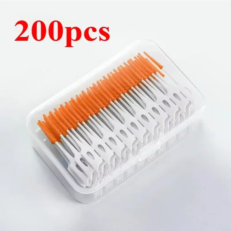 RUZOFO Interdental Silicone Brushes 40–200pcs | Oral Care Interdental Brush HIP C623-orange 200pcs