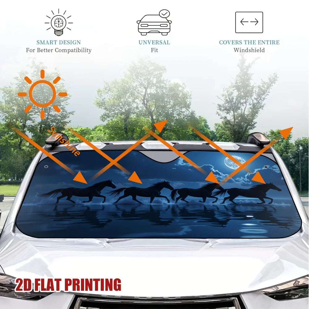 2D Car Windshield Sunshade – UV Protection Polyester Print Car Windshield Sunshade HIP