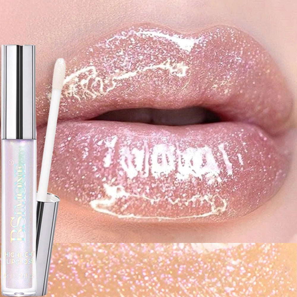 Glitter Lip Gloss Lipstick Lip Tint Moisturizing Hydrating Lasting Non-Stick Cup Waterproof Highlight Lip Glaze Plumper Makeup HIP 03
