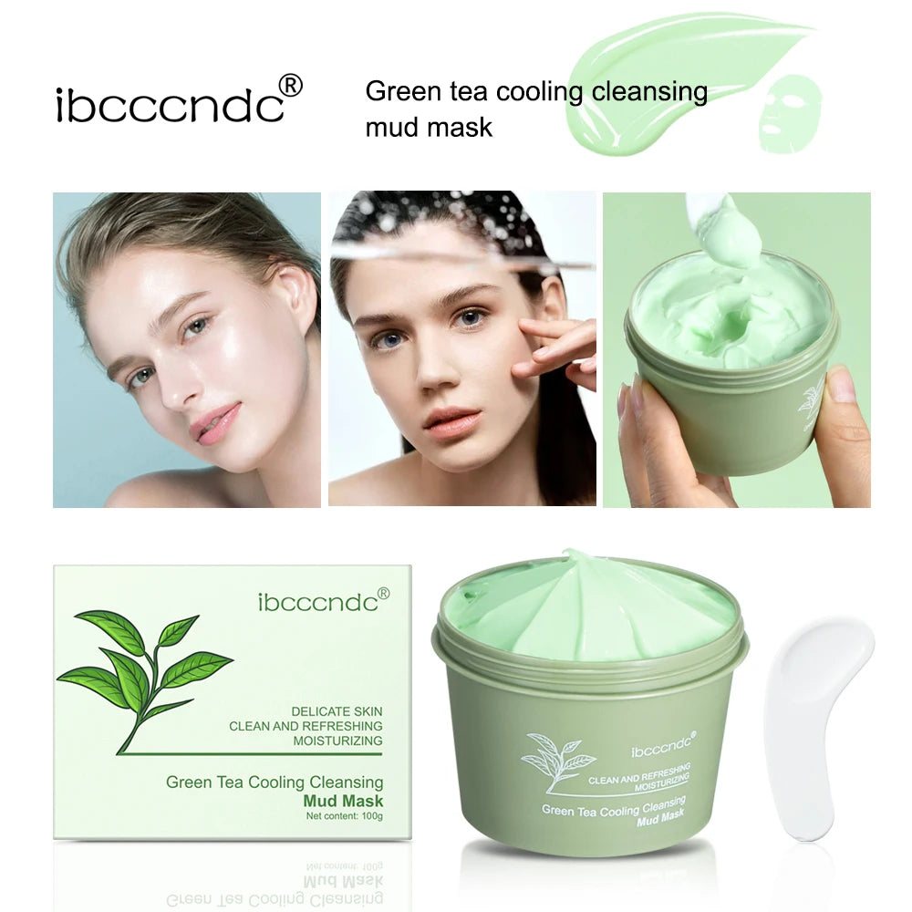 Green Tea Mud Mask Natural Skincare Deeply Cleansing Pore Nourishing Clay Face Mask Face Skin Care Cleaner 100g HIP