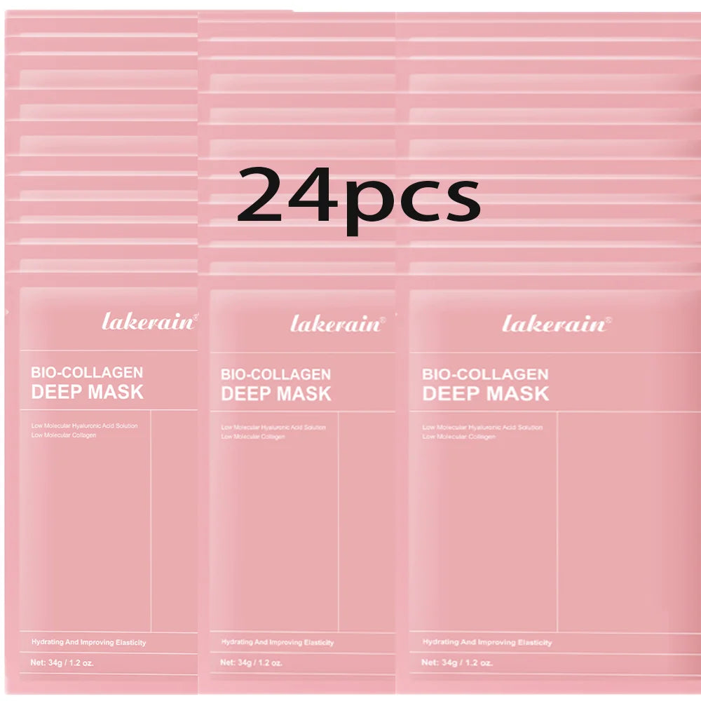 Bio-Collagen Real Deep Mask Supplement Collagen Hydrating Overnight Hydrogel Mask Elasticity Improvement Pore Minimizing Firming HIP 24pcs