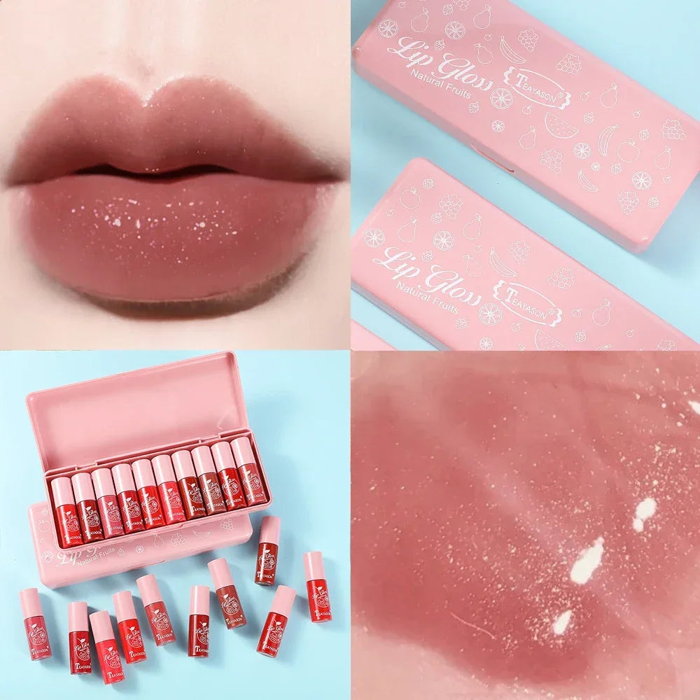 Mini 10 Colors Liquid Lip Gloss Waterproof Non-stick 24 Hours Long Lasting Velvet Matte Lipstick Lip Gloss Cosmetic Makeup Care HIP