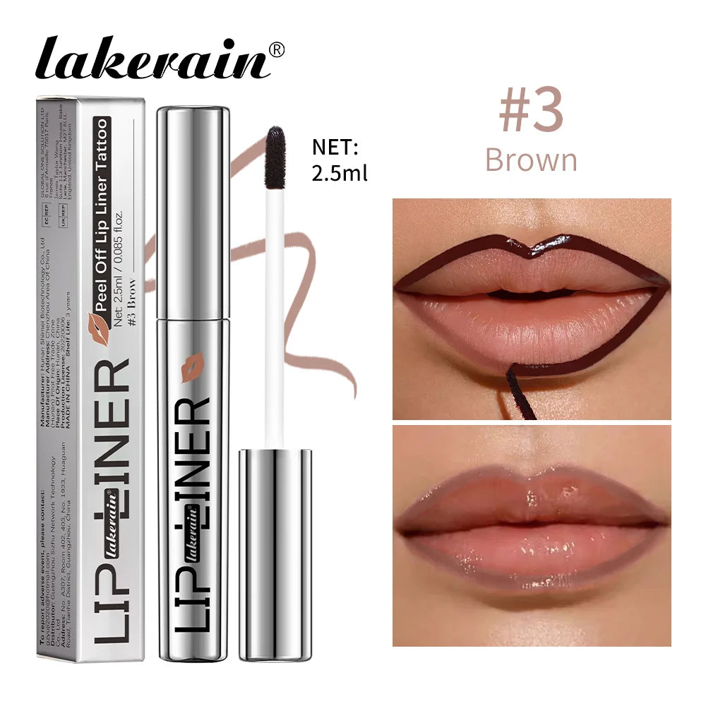 Peel Off Lip Stain Magic Lips Tattoo Long Lasting Waterproof Smudge Proof Transfer Proof Cosmetic Matte Lip Liner Pencil HIP 3brown
