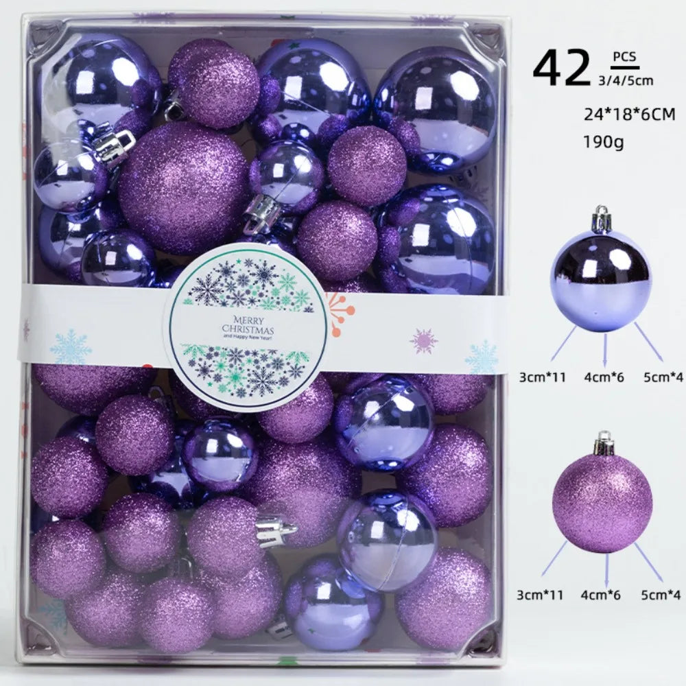 42-Pc Christmas Ball Ornament Set – 7 Colors, 3 Sizes Christmas Ornament Set HIP Purple as shown