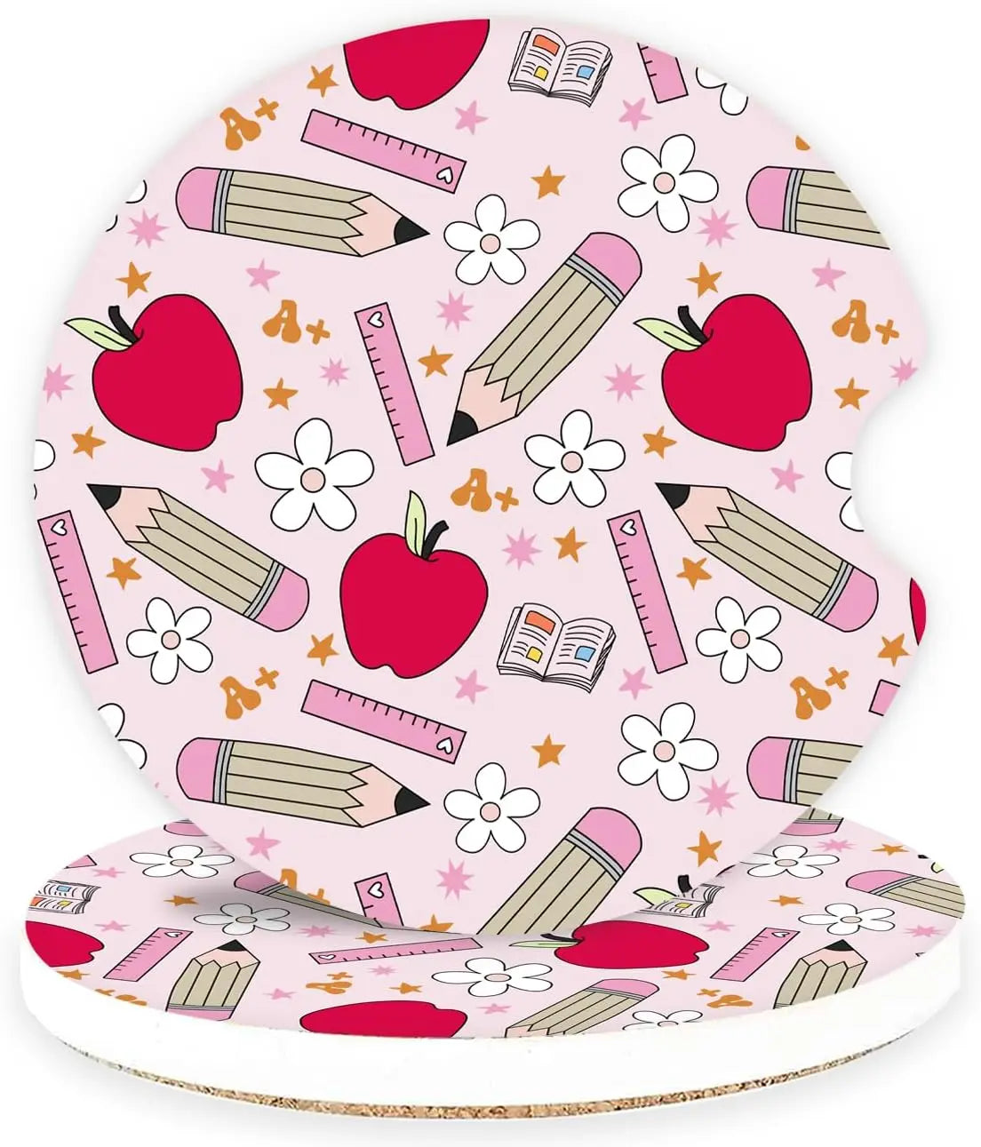 Ceramic Car Coasters – Absorbent Cup Holder Set, 2 Pack Car Cup Coasters HIP 1 Ceramic Cork