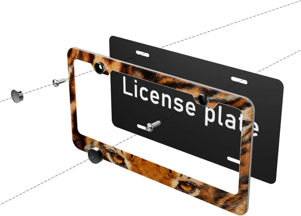 Tiger Eyes Aluminum License Plate Frame 2-Pack – Black License Plate Frame HIP