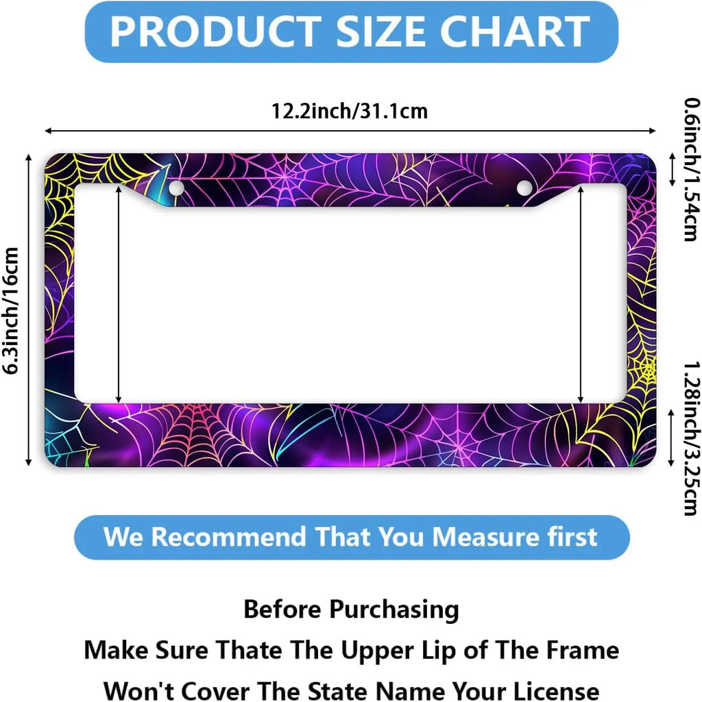 Spider Web Neon Gradient License Plate Frame | Stainless Steel License Plate Frame HIP