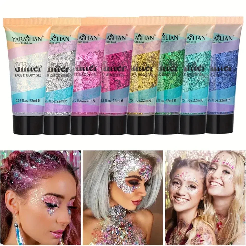 Mermaid Sequin Body Glitter Gel – Festival & Party Shimmer Body Glitter Gel HIP
