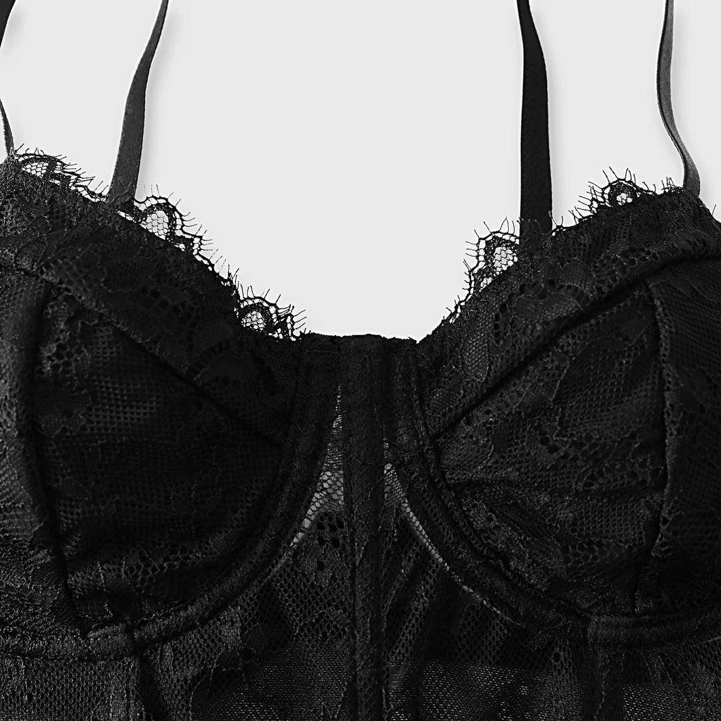 Sexy Black Semi Transparent Bra Mesh Push Up Bralet Women's Tube Top Corset Bustier Vest Club Party Crop Top Elegant Lingerie HIP
