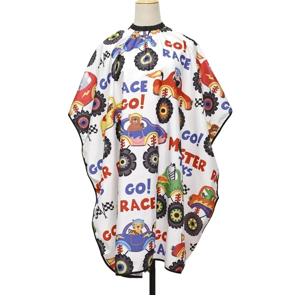Kids Cartoon Haircut Hairdresser Cape Professional Hair-Cut Salon Barber Wrap Waterproof Cutting Gown Hair Care Styling Supplies HIP B