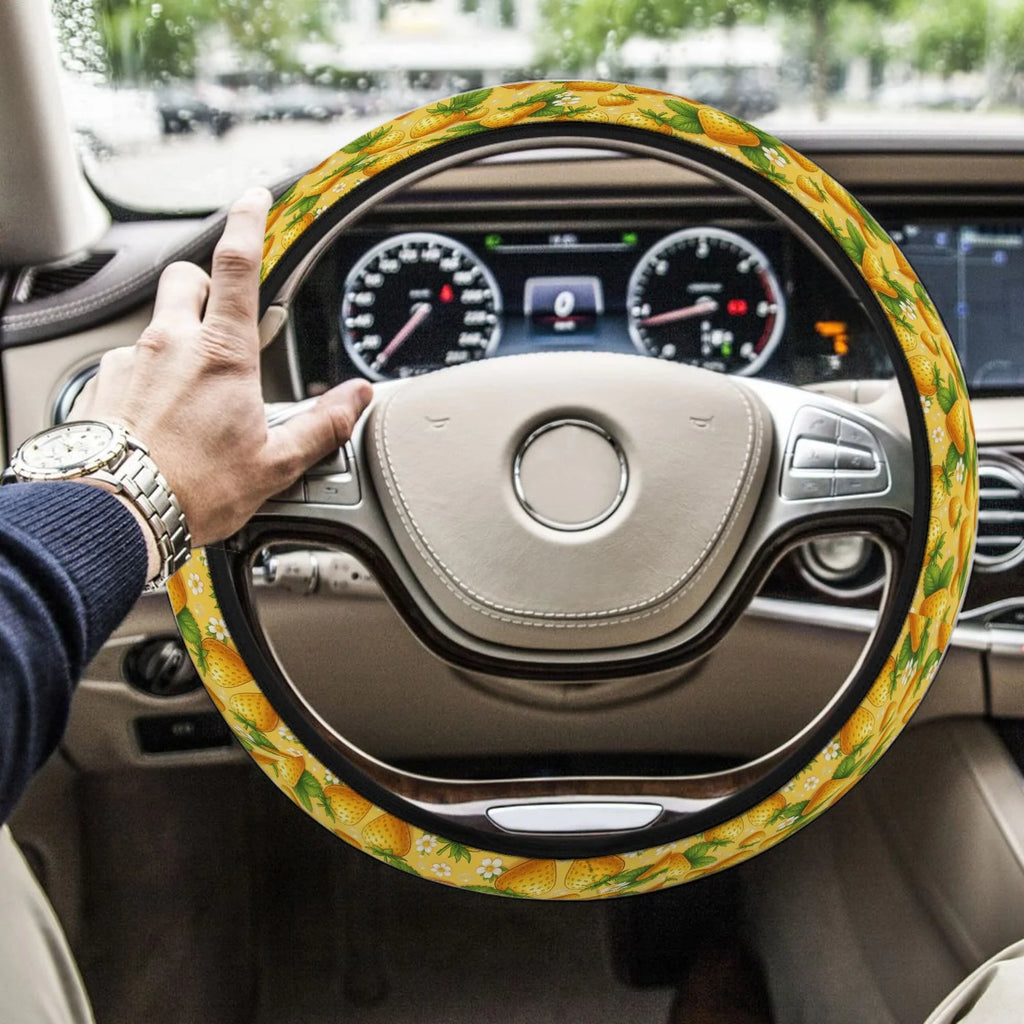 15" Strawberry Non-Slip Steering Wheel Cover – Neoprene Steering Wheel Cover HIP