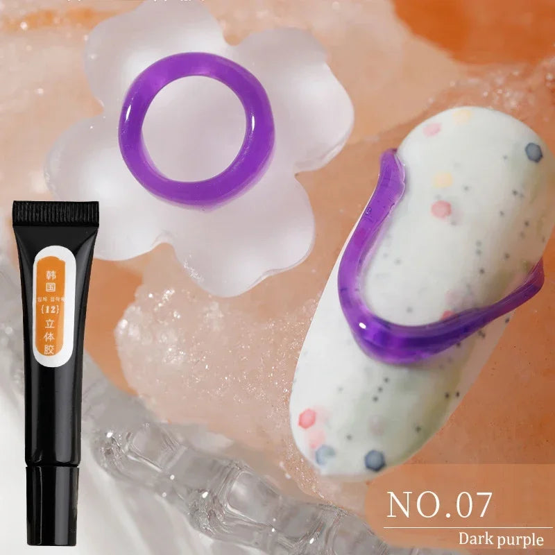 Nail Art Decorations Gel PVC Hose Modeling Phototherapy UV Nail Polish Glue INS Transparent Gummy Carving Jelly 5D Nail Art Gum HIP 07